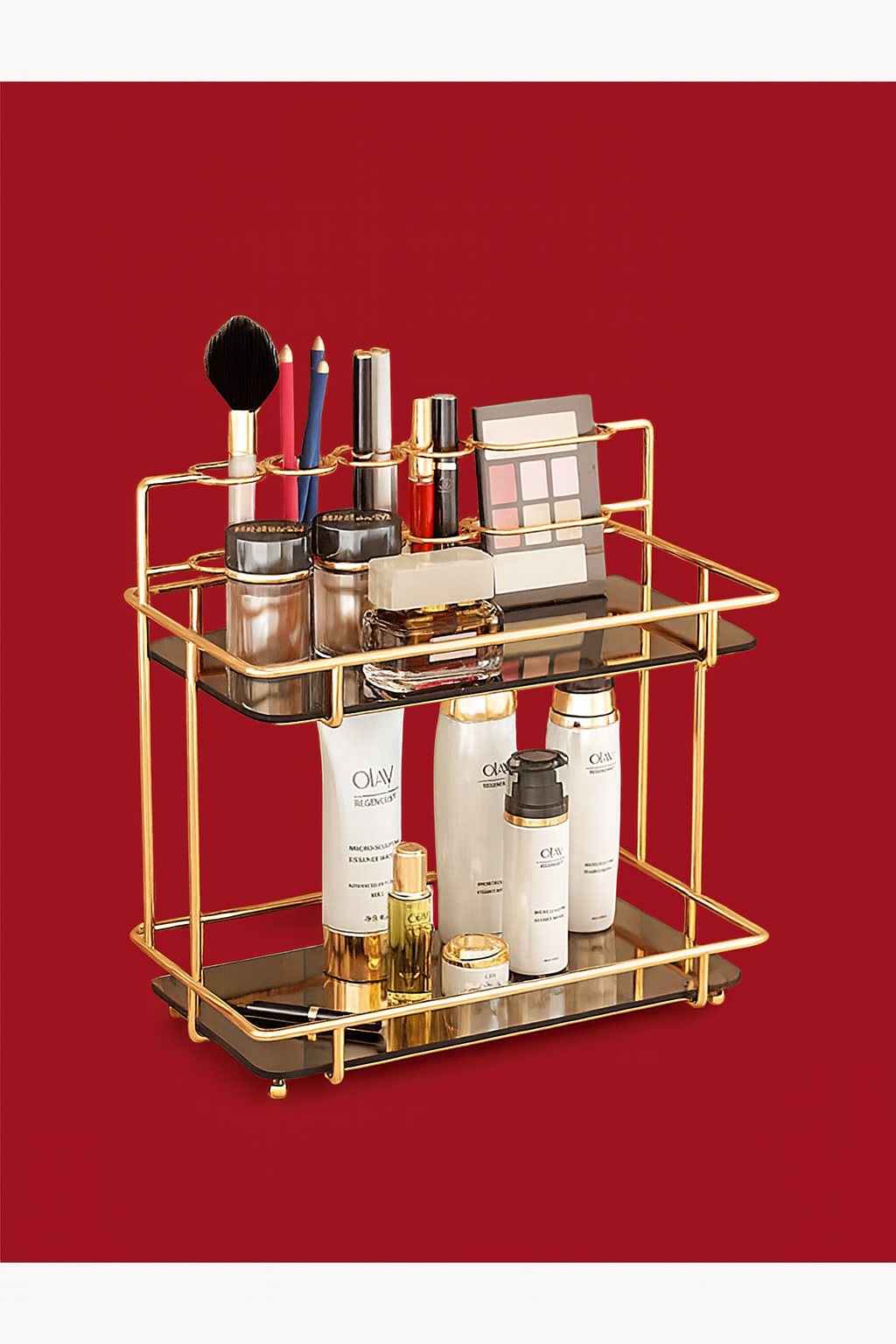 2 Tier Bathroom Vanity Organizer Makeup Shelf Bathroom Organizer