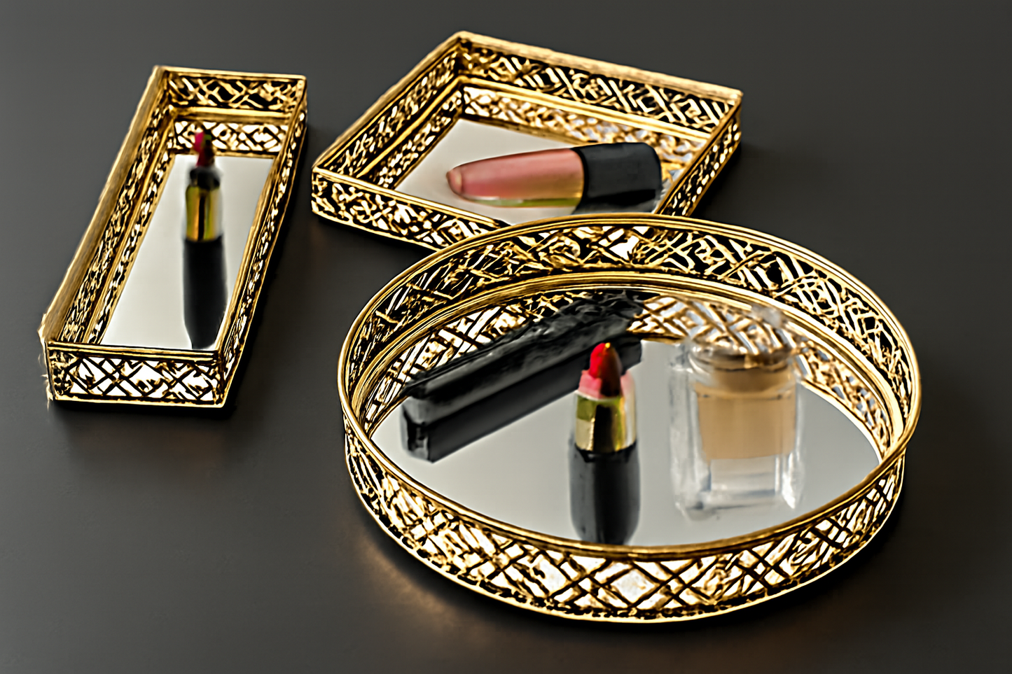 Mirror Tray For Serving Dessert, Frutis Bathroom Tray
