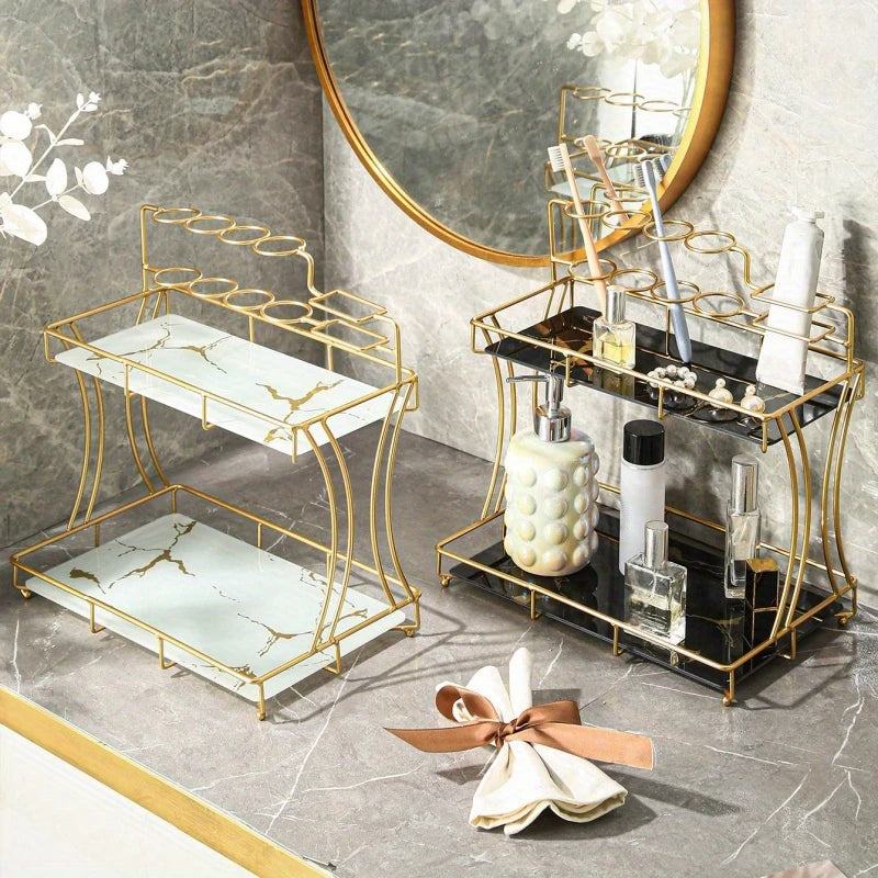 2 Tier Bathroom Vanity Organizer Makeup Shelf Bathroom Organizer