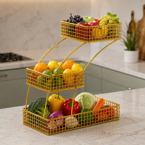 3-Tier Golden Vegetable & Fruit Rack