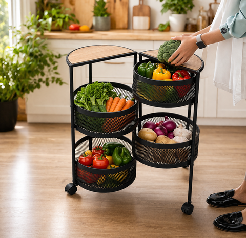 Modern 4-Tier Rolling Storage Trolley