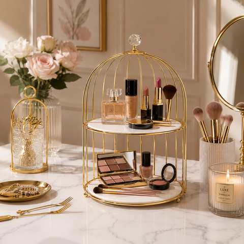 Premium Gold Cosmetic Organizer Rack