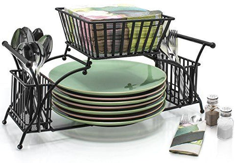 2 Tier Metal Dish Drying Rack with Cutlery Holder & Bowl Basket