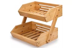 Wooden Fruit Basket & Countertop Storage Rack