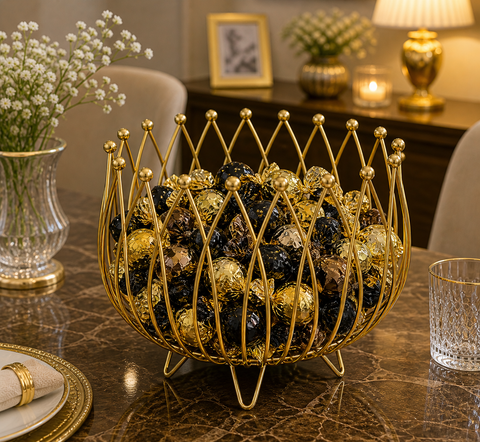Geometric Metal Wire Fruit Basket