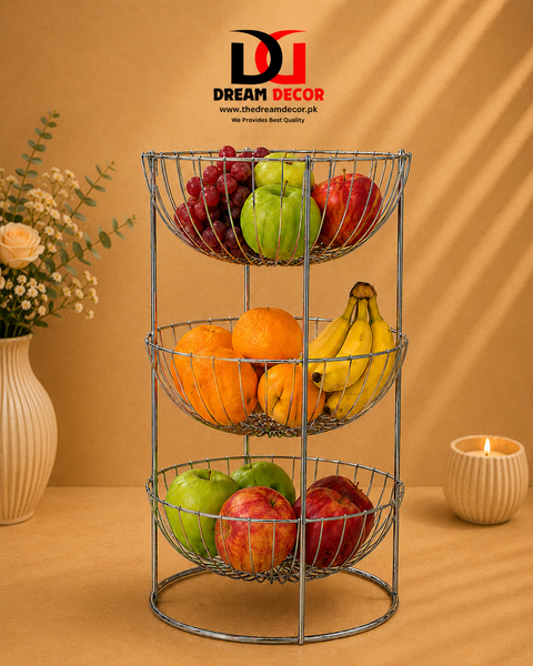 3-Tier Metal Fruit Basket Stand | Kitchen Countertop Fruit Organizer
