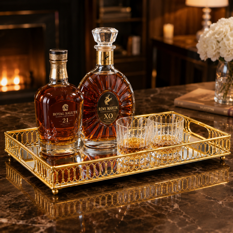 Luxury Golden Rectangular Serving Tray