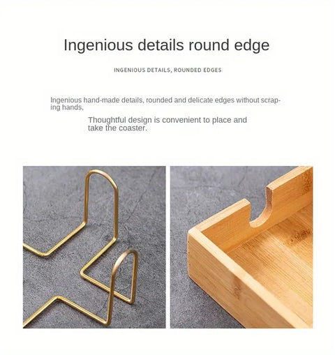 Premium Ceramic Coasters with Metal Holder – Set of 6