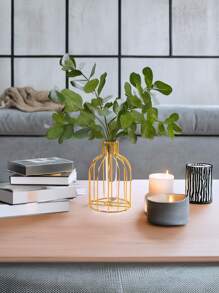 1pc Metal Flower Vase With Transparent Tube