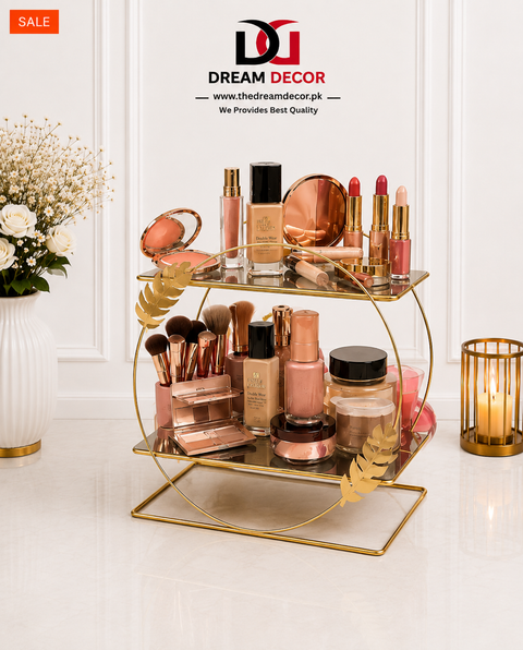 Luxury Golden Two-Tier Makeup & Perfume Organizer