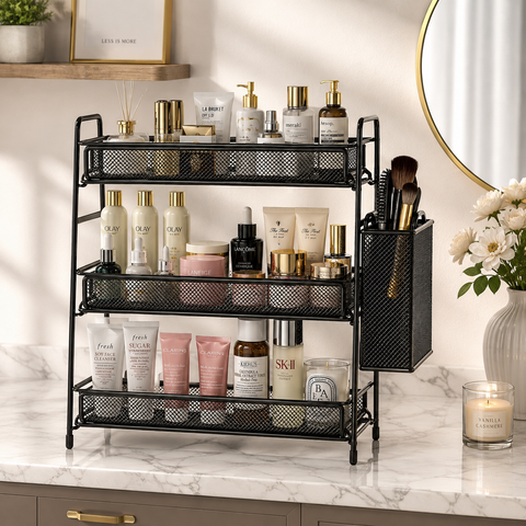 3-Tier Spice Rack with Cutlery Holder