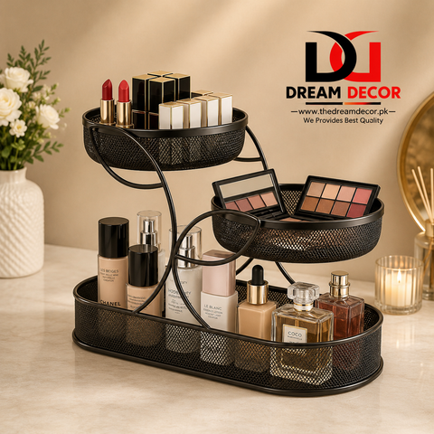 Metal Mesh Makeup Organizer & Cosmetic Storage Stand