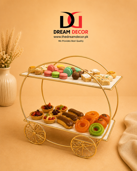 2-Tier Gold Metal  Display Stand for Wedding
