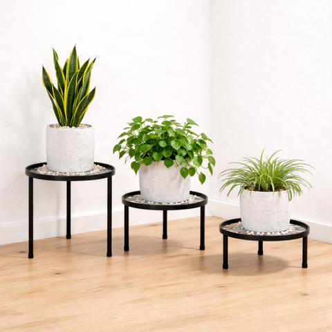 Modern Black Metal Plant Stand Set (3-5Piece)