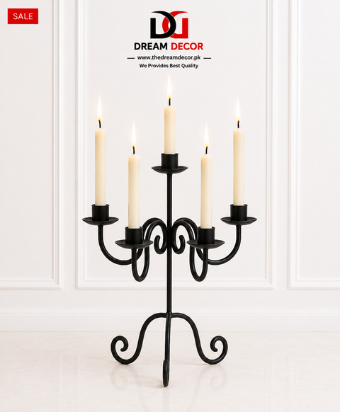 Elegant 5-Arm Metal Candle Holder