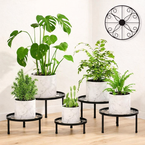 Modern Black Metal Plant Stand Set (3-5Piece)