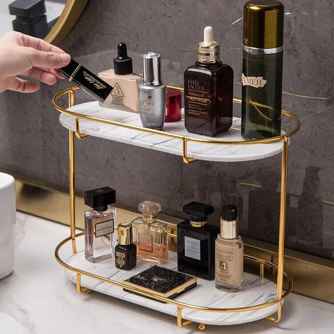 2 Tier Oval Shaped Cosmetic Rack Stand