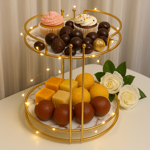 Multipurpose Luxury 2-Tier Golden makeup  Stand