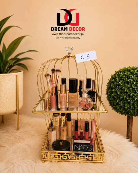 Makeup Organizer, Metal Bird Cage Shaped