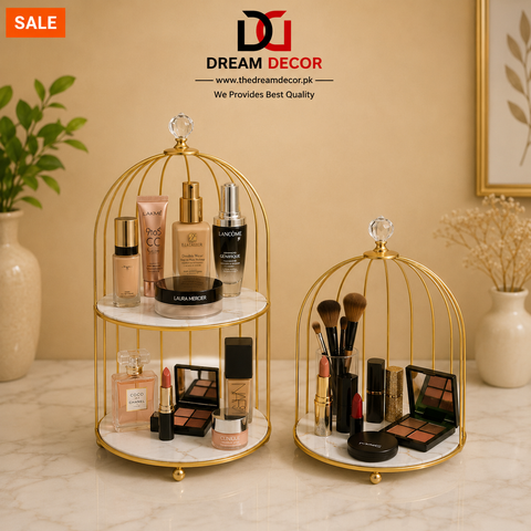 Luxury Golden Cage Makeup & Perfume Organizer