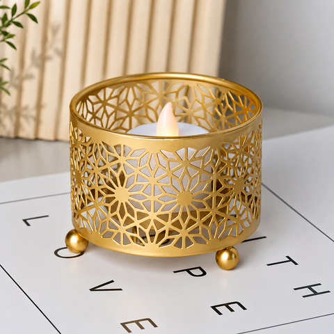 Luxury Geometric Metal Candle Holder – Decorative Tea Light Stand