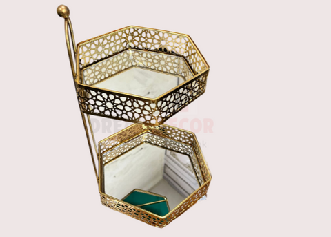 2 tier glass base Organiser for Decor