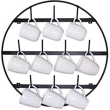 Wall Mounted cup Holder Rack with 10 Hooks
