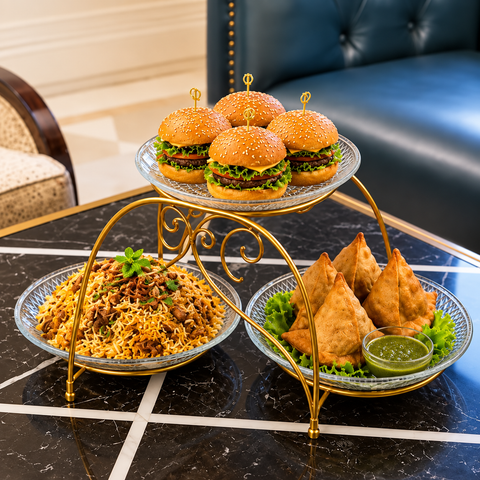 3-Tier Golden Glass Serving Stand