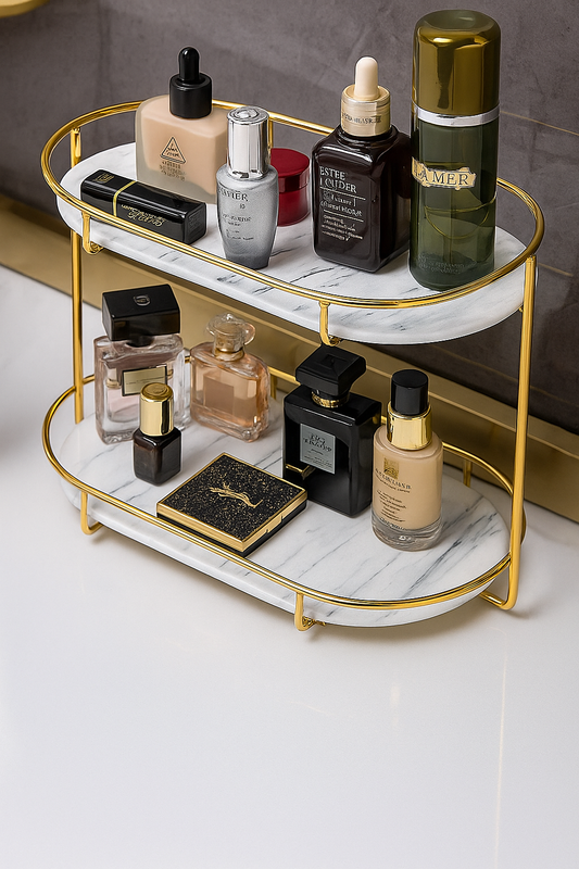 2 Tier Oval Shaped Cosmetic Rack Stand for Storage