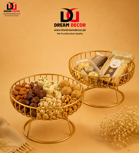 Fruit Basket for Fruits, Snacks (Gold - Black)