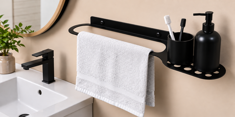 Wall Mounted Bathroom Towel Rack & Organizer