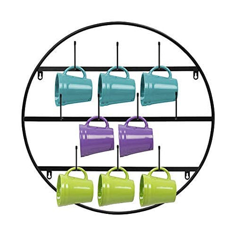 Wall Mounted cup Holder Rack with 10 Hooks