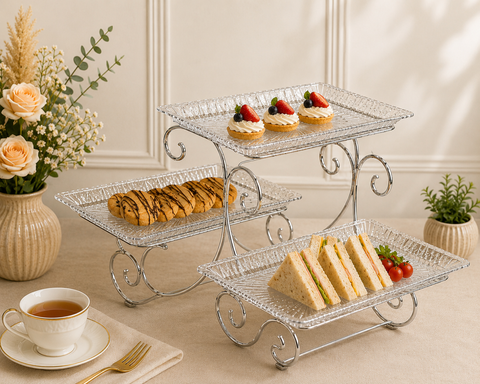 3-Tier Premium Crystal Serving Stand
