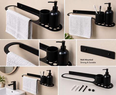 Wall Mounted Bathroom Towel Rack & Organizer