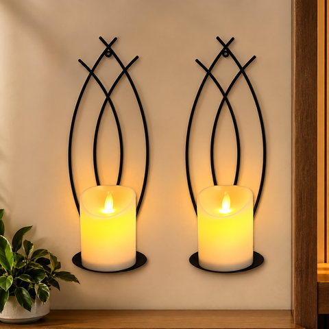 Modern Black Metal Wall Candle Holder – Elegant Decorative Sconce