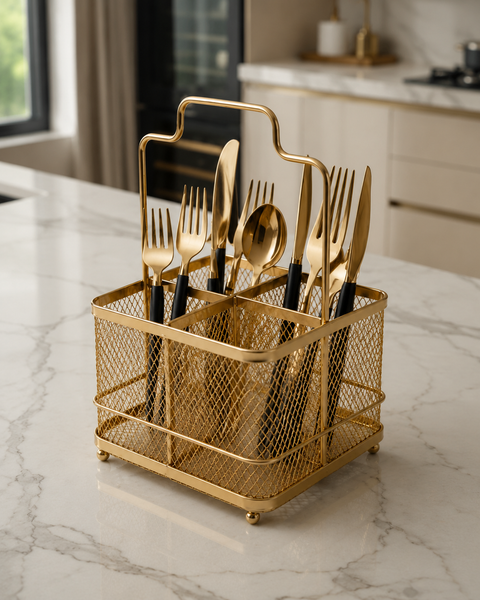Luxury Golden Cutlery Holder & Utensil Organizer