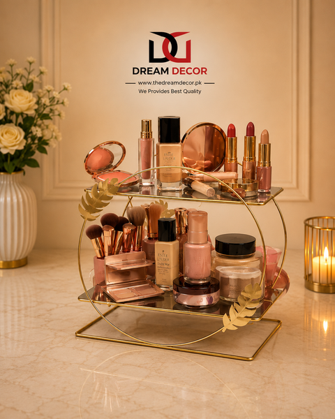 Luxury Golden Two-Tier Makeup & Perfume Organizer