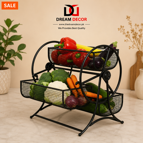Wheel-Design Metal Fruit & Vegetable Basket