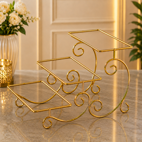 3-Tier Luxury Gold Crystal Serving Stand – Premium Dessert & Snack Display Tray