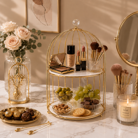 Premium Gold Cosmetic Organizer Rack