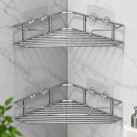 Chrome Wall Mounted Bathroom Rack | Shower Caddy & Storage Organizer