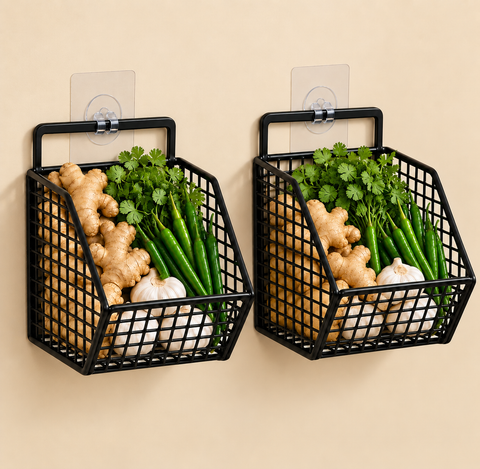 Premium Wall-Mounted Vegetable & Kitchen Storage Basket – Set of 2