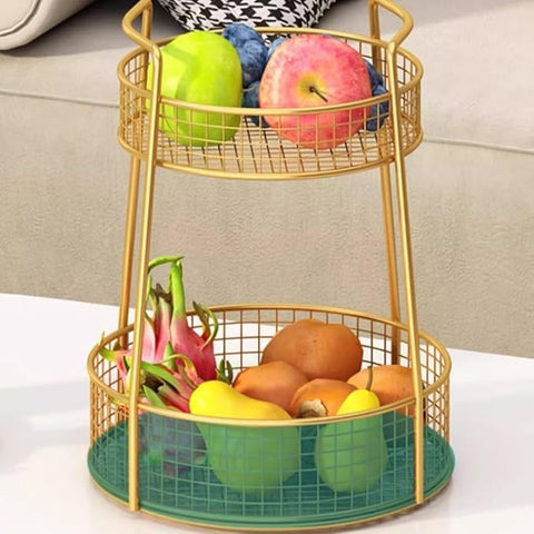 Metal Fruit Basket, Multifunctional Round Fruit Bowl