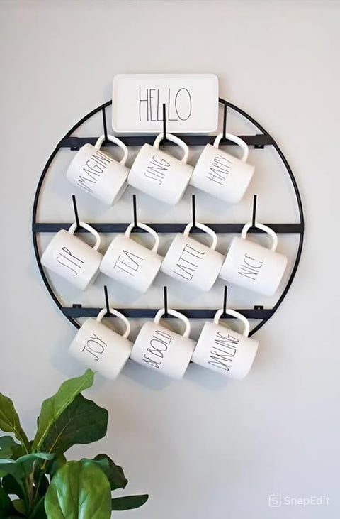 Wall Mounted cup Holder Rack with 10 Hooks