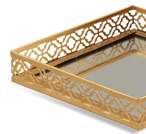 Mirror Tray For Serving Dessert, Frutis  Tray