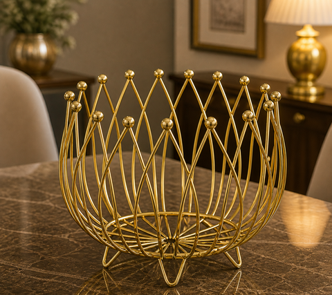 Geometric Metal Wire Fruit Basket