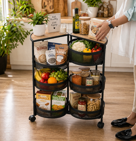 Modern 4-Tier Rolling Storage Trolley
