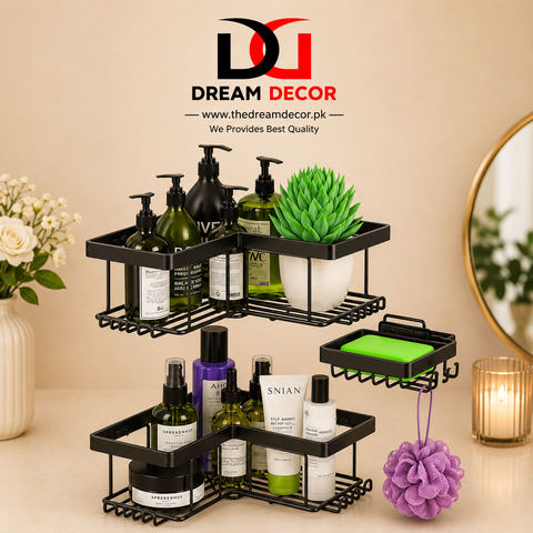 Wall Mounted Corner Bathroom Shelf Organizer (3-in-1 Set)