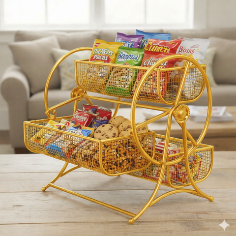 Wheel-Design Metal Fruit & Vegetable Basket