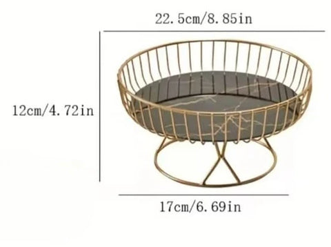 Fruit Basket for Fruits, Snacks (Gold - Black)